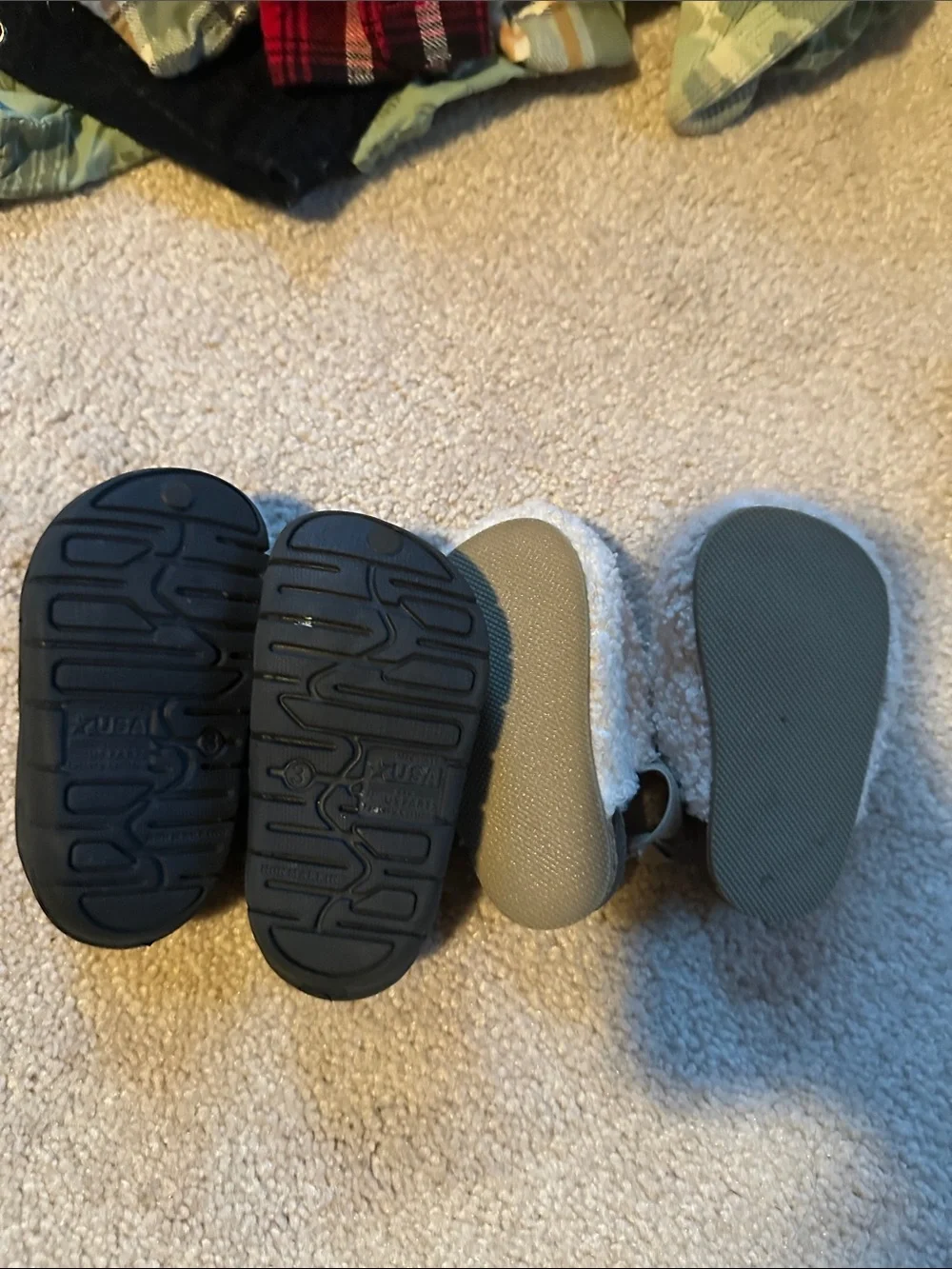 Baby size 3 clogs & fussy slip ons
